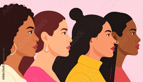 Diverse women standing together representing inclusion and unity