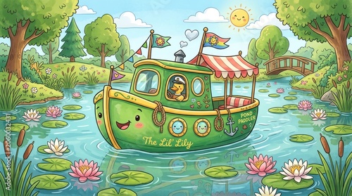 A charming green boat named 