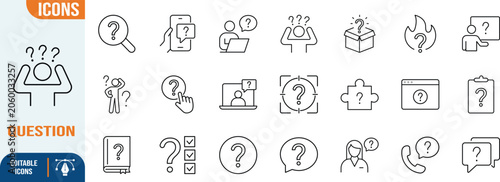 Obraz na płótnie Questions and answers line icons
