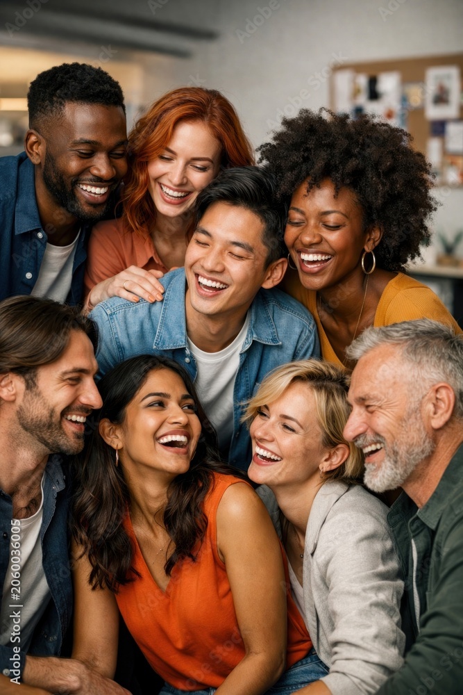 Obraz premium Diverse group sharing joyful moments.