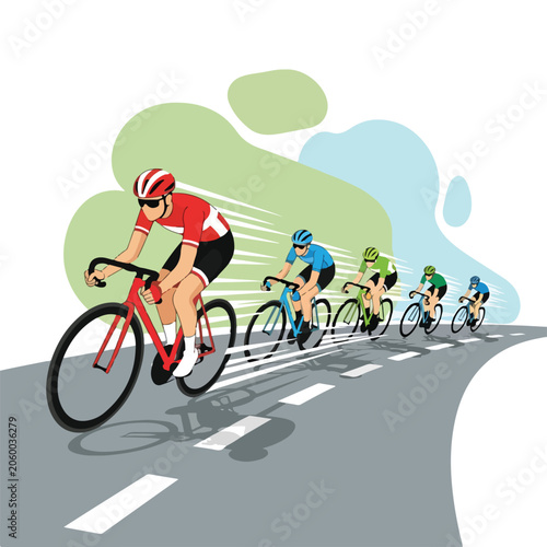 Cyclists racing on a road