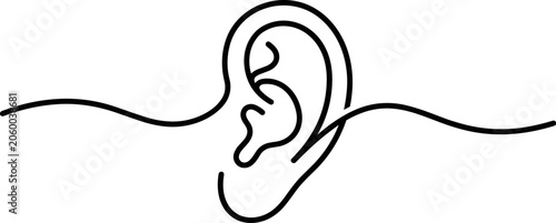 Canvastavla Continuous single line drawing of human ear.