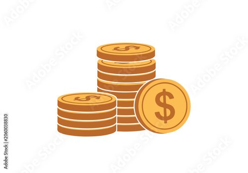 A stack of gold coins with dollar signs