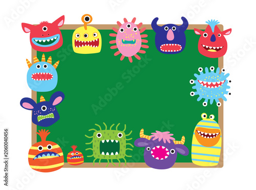 many monster face in colorful