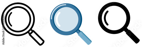 Magnifying Glass Search Icon Set for Web Search and Research Concept