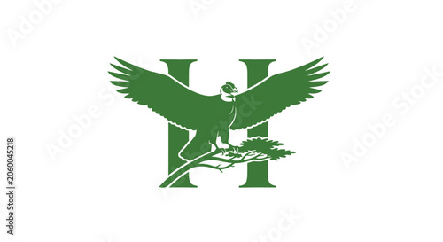 Green Eagle Logo with Letter H Design.