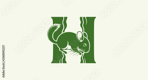 Green Squirrel Logo with Letter H Design.