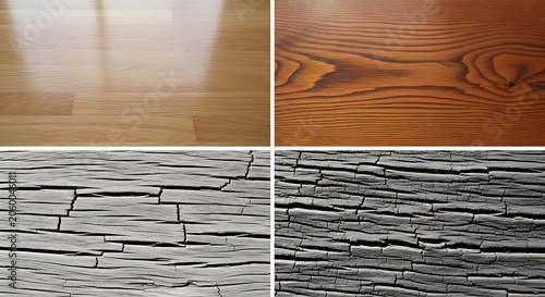 Close-Up Texture of Various Wooden Flooring Types in Natural Light