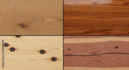 Close-up Texture of Natural Wooden Planks with Knots and Grain Patterns