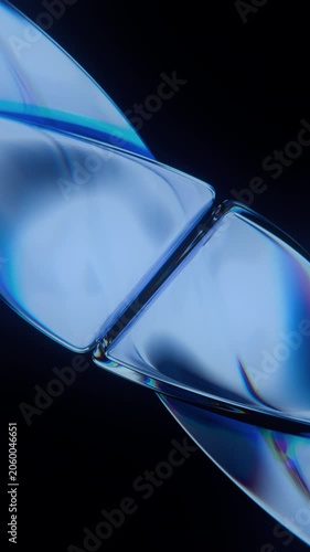 Rotating Glass Panels with Dispersion Macro Vertical Seamless Loop Animation 3D Render