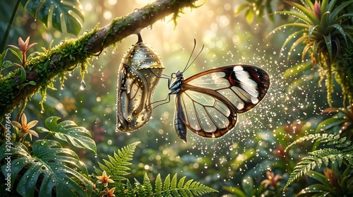 Magical Moment Of Butterfly Emerging From Its Chrysalis