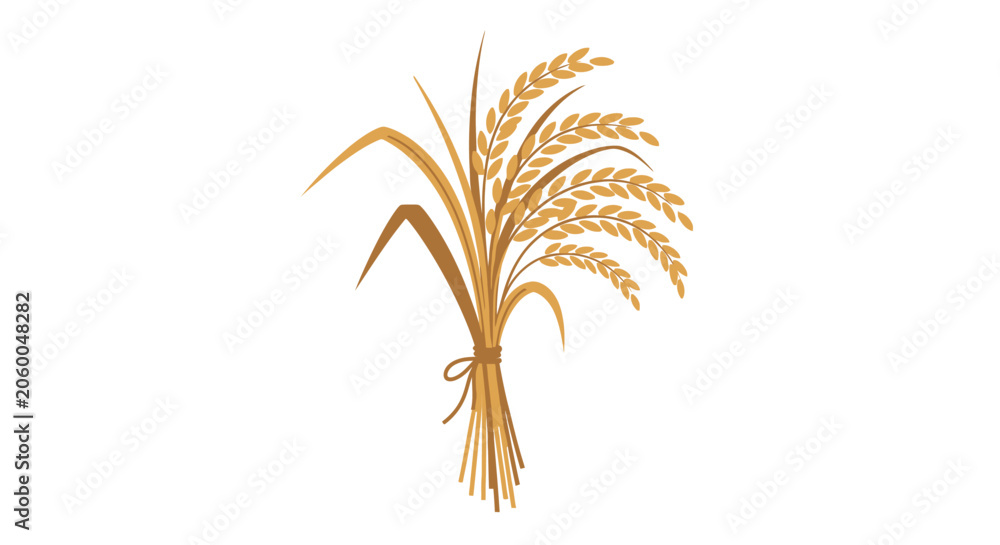 Obraz premium Golden wheat stalk bundle harvest agriculture food source illustration