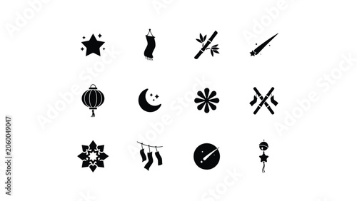 Fotografía Star banner bamboo shooting star lantern moon flower firecracker flower