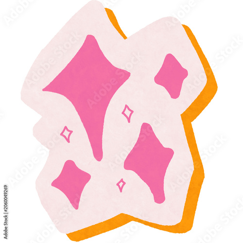 Cute Pink Sparkles and Magic Stars Sticker Graphic Design Elements on Light Background