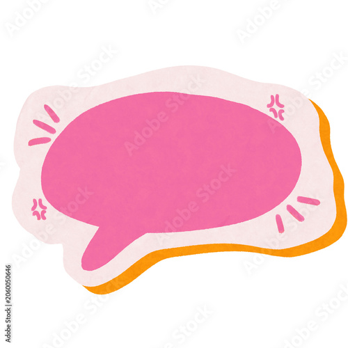 Cute Pink Oval Speech Bubble Sticker with Angry Mood Expression Marks