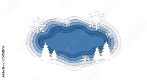 Foto Snowy Pine Trees Winter Landscape Scene.