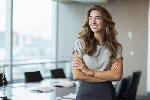 Professional female CEO leading brainstorming session, vibrant diverse teamwork, modern startup workspace, ambitious entrepreneur, glass wall notes