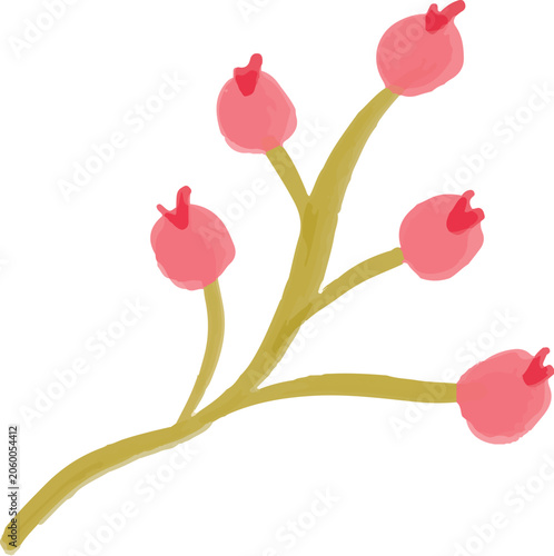 Hand Painted Floral Bloom Element Illustration