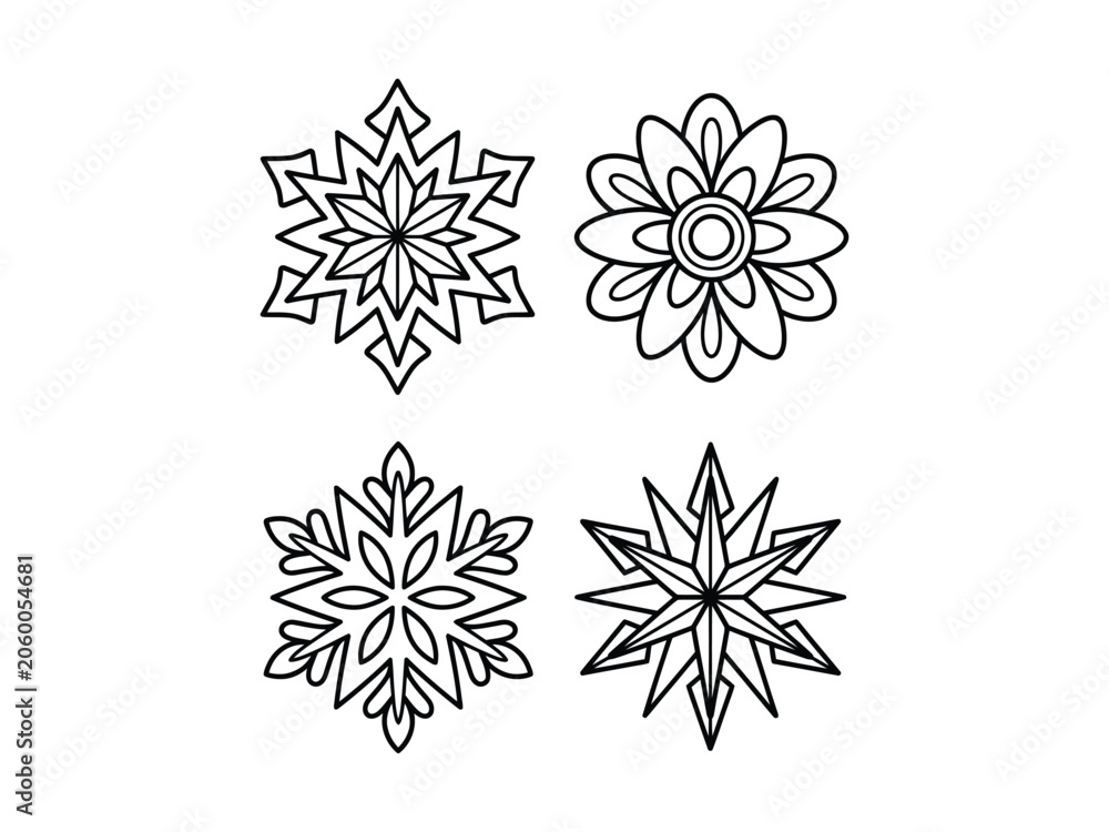 Obraz premium Black and white snowflake designs for coloring