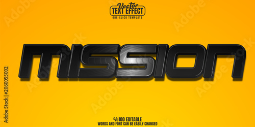 Mission editable text effect, customizable dark and agent 3d font style