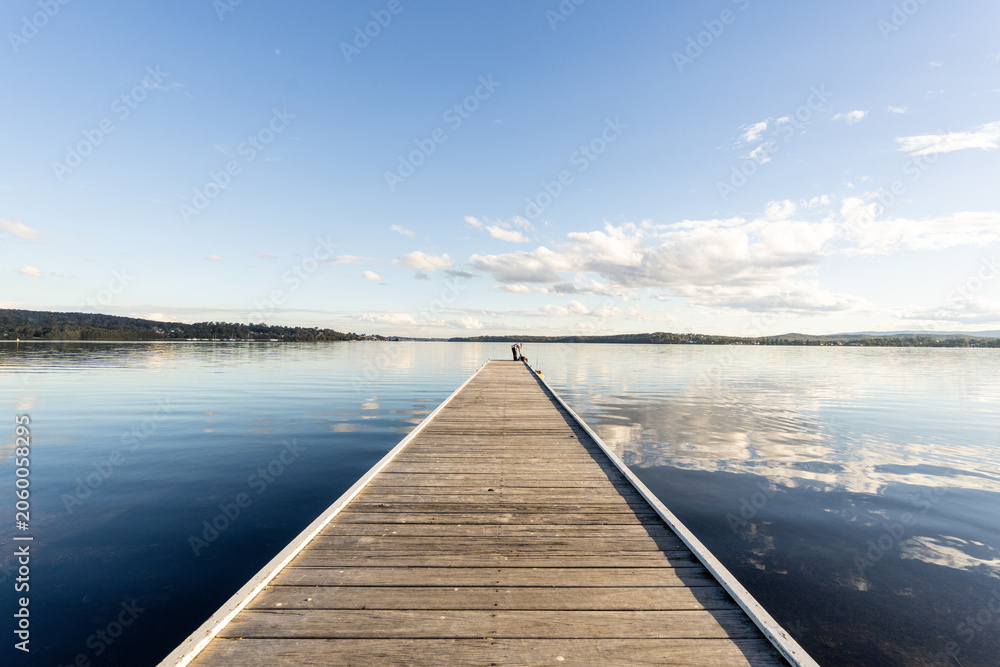 Fototapeta premium Warners Bay Wooden Jetty at Dawn on Lake Macquarie New South Wales Australia