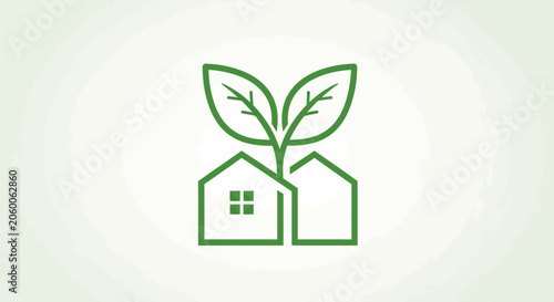 Schilderij op canvas Eco-friendly houses with green plant growing in the middle of them