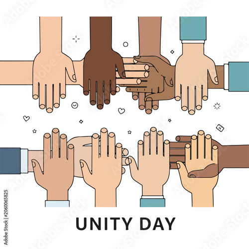 Diverse hands stacked in unity