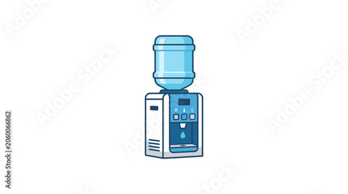 Water cooler dispenser with large blue bottle office hydration station illustration