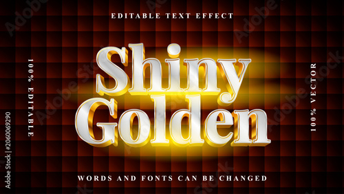 SHiny golden neon text effect with dark grid background vector illustration