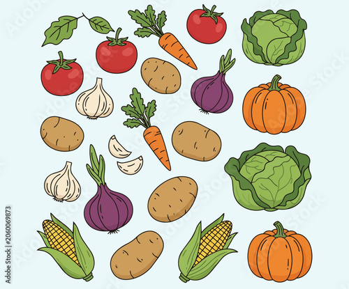 Farm fresh vegetable vector illustration pack