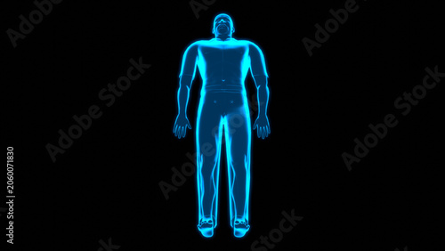Cuadro en lienzo Hologram Top View Supine Bilateral Knee Extension Tech Screen
