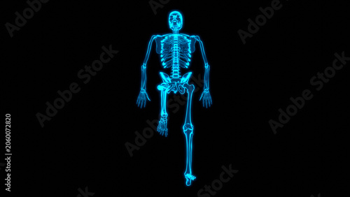 Konstfotografi Hologram Skeleton Top View Supine Unilateral Knee Flexion Scan