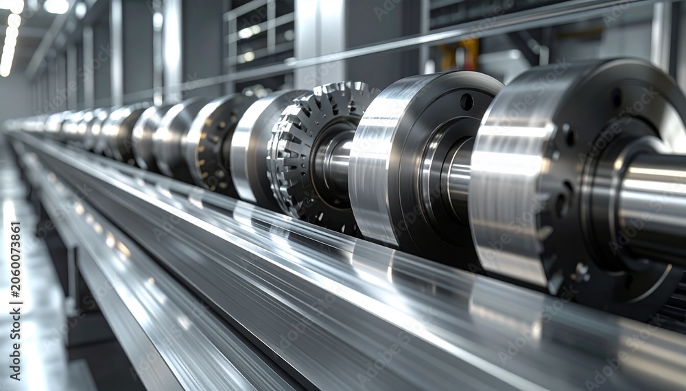 Fototapeta premium Industrial machinery parts on production line.
