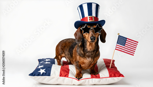 Dachshund Celebrating Independence Day with Patriotic Style