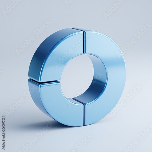 Abstract Blue Ring Divided into Four Segments.