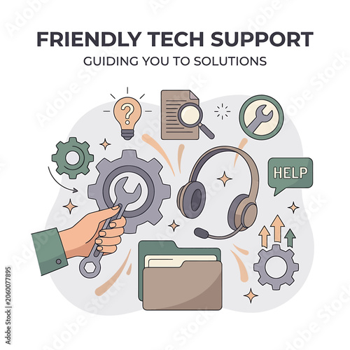 Friendly tech support helping solutions.