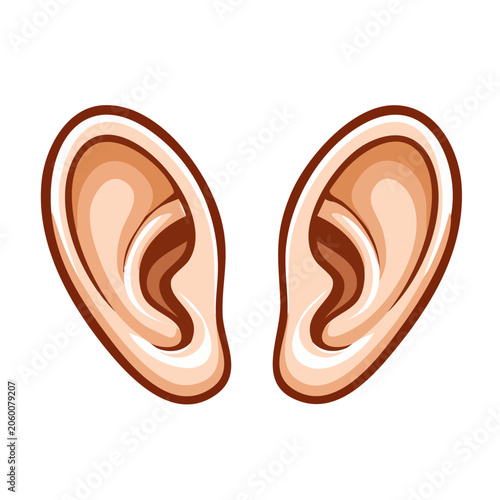 Pair of Human Ears Flat Vector Illustration