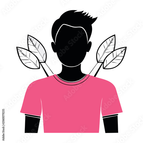 Person with leaf arrows in flat design style