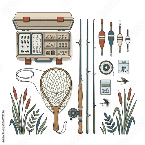 Fishing gear and tackle box equipment.