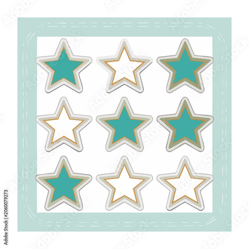 Teal and Gold Star Pattern on Light Blue Background