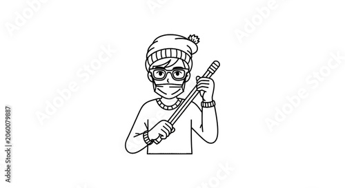 Obraz na plátně Cartoon thief with ski mask.
