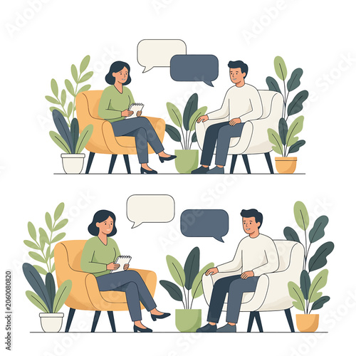 Canvas Print People talking in therapy session.