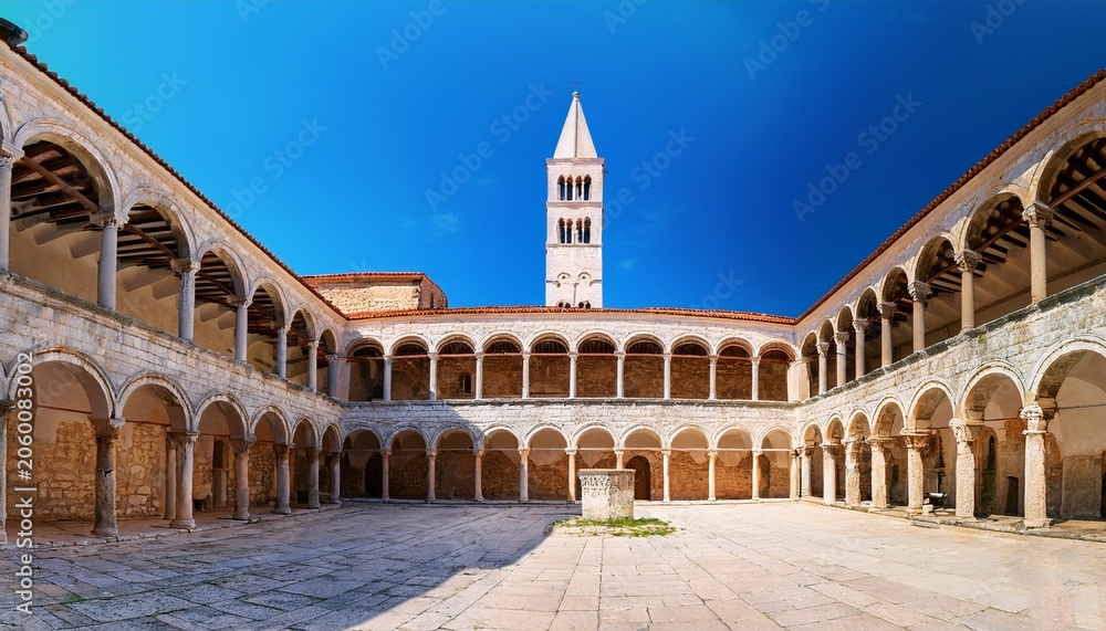 Fototapeta premium atrium of euphrasian basilica porec istria croatia wide angle view of atrium of euphrasian basilica