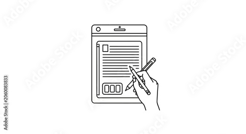 Fotografi Hand holding pen signing document.