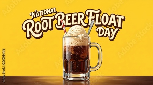 National Root Beer Float Day Celebration with Glass Mug