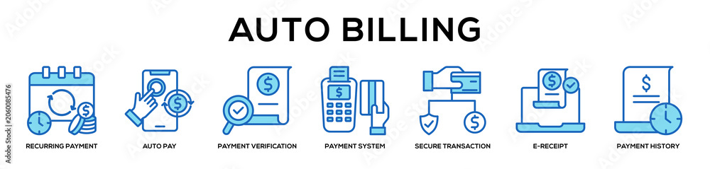 Fototapeta premium blue - Auto Billing web banner icon vector illustration concept