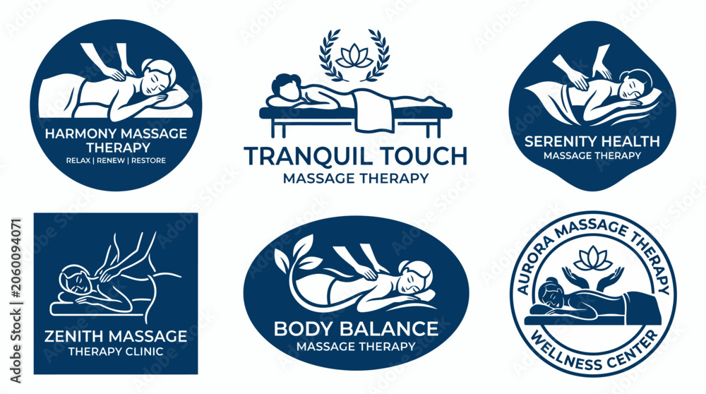 Fototapeta premium Massage therapy clinic logos and branding.