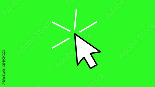 Mouse Cursor Arrow Clicking Animation on Green Screen | Computer Pointer Click with Circle Ripple Effect Chroma Key | Animated Mouse Pointer Click UI Element on Green Scree