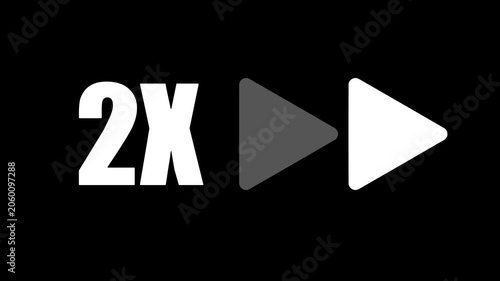 2x Speed Fast Forward Icon Loop Animation on transparent Background 4K