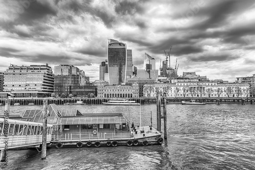 River Thames and city skyline of London, England, UK